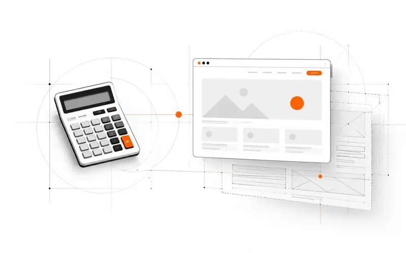 Rekenmachine naast een websiteontwerp: AI als hulpmiddel bij webdesign