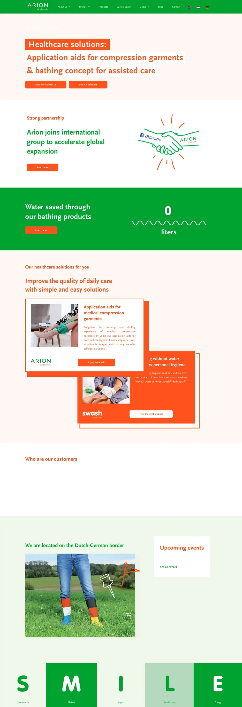 De homepage van Arion Group