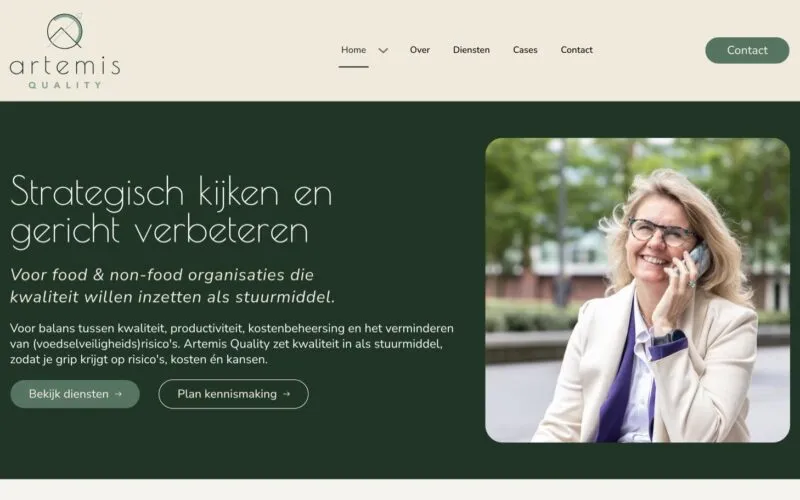 De website van Artemis Quality