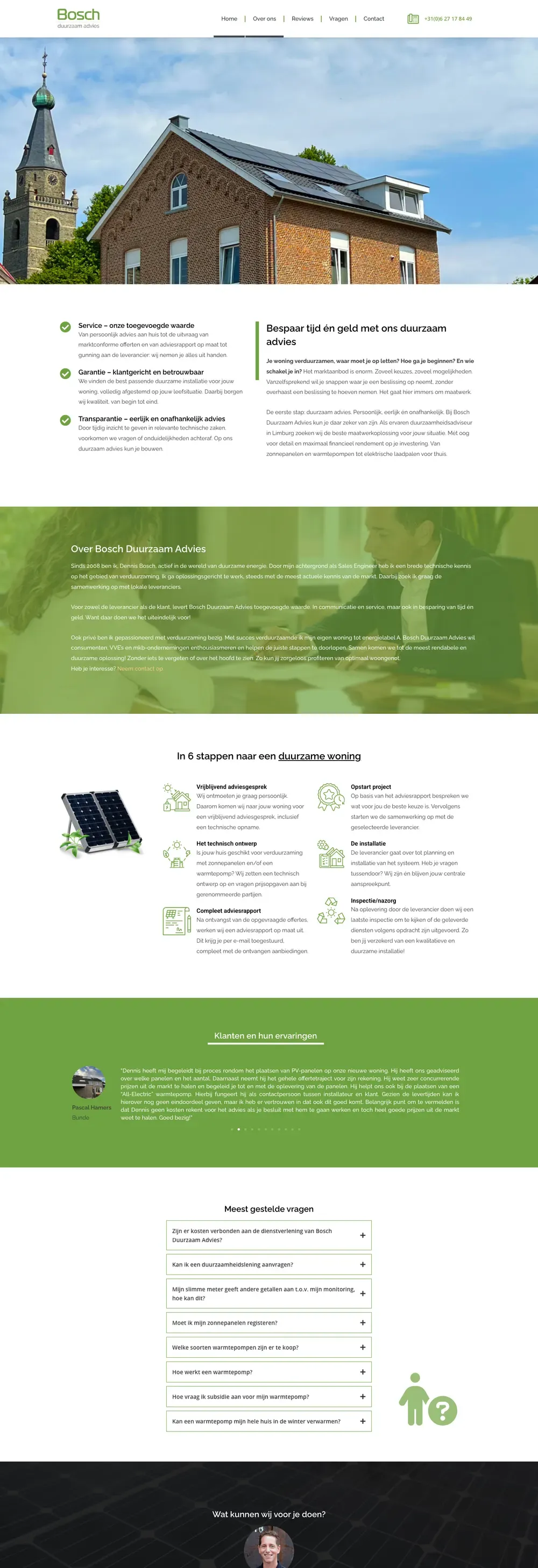 De homepage van Bosch Duurzaam Advies