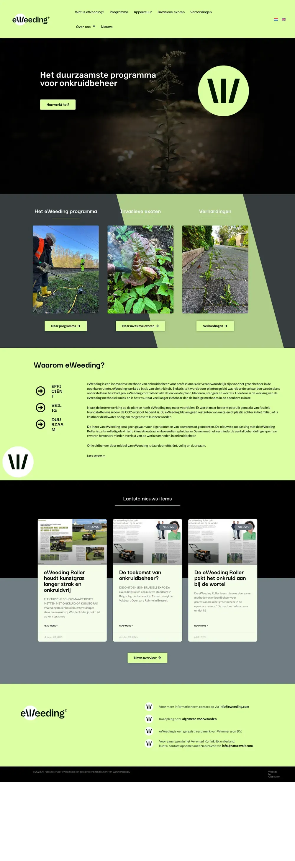 De homepage van eWeeding