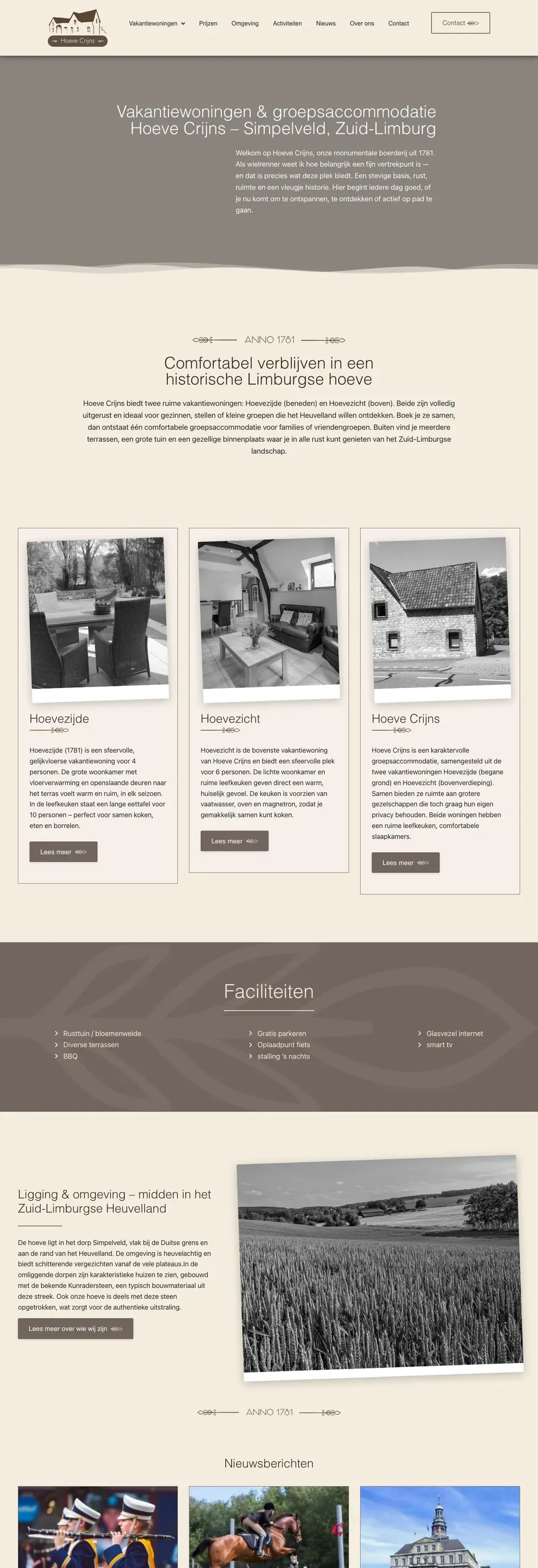 De homepage van Hoeve Crijns