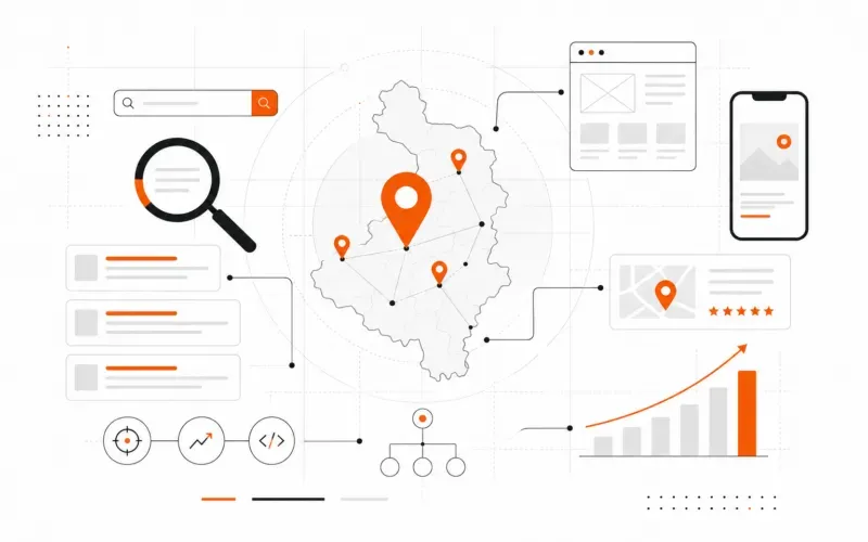 Lokale SEO en online vindbaarheid in Limburg, illustratie van Globeview