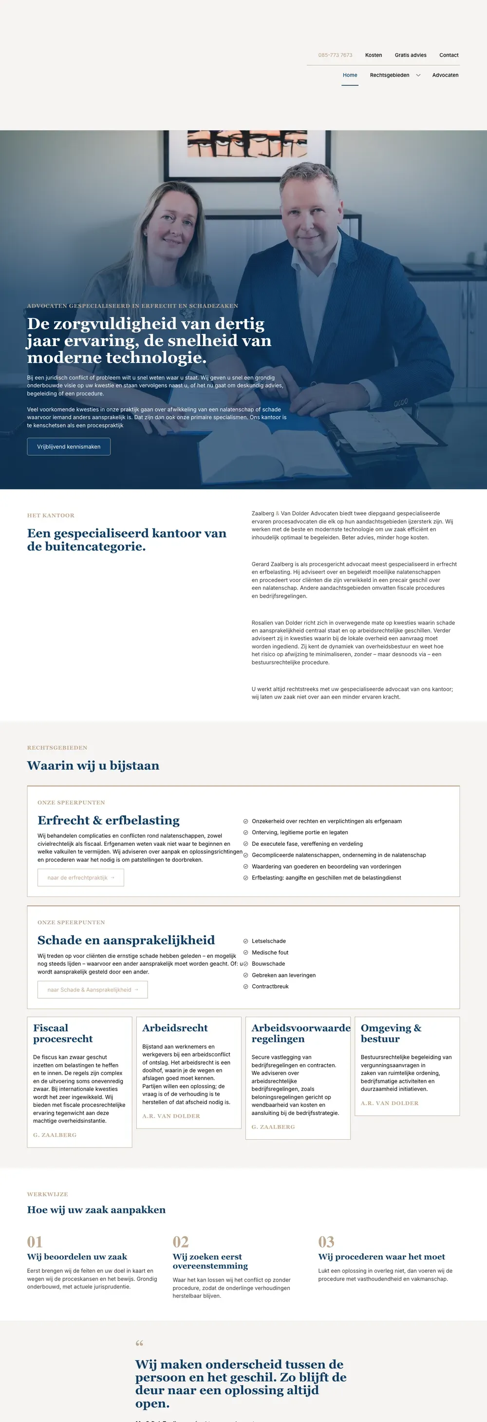 De homepage van Zaalberg & Van Dolder Advocaten