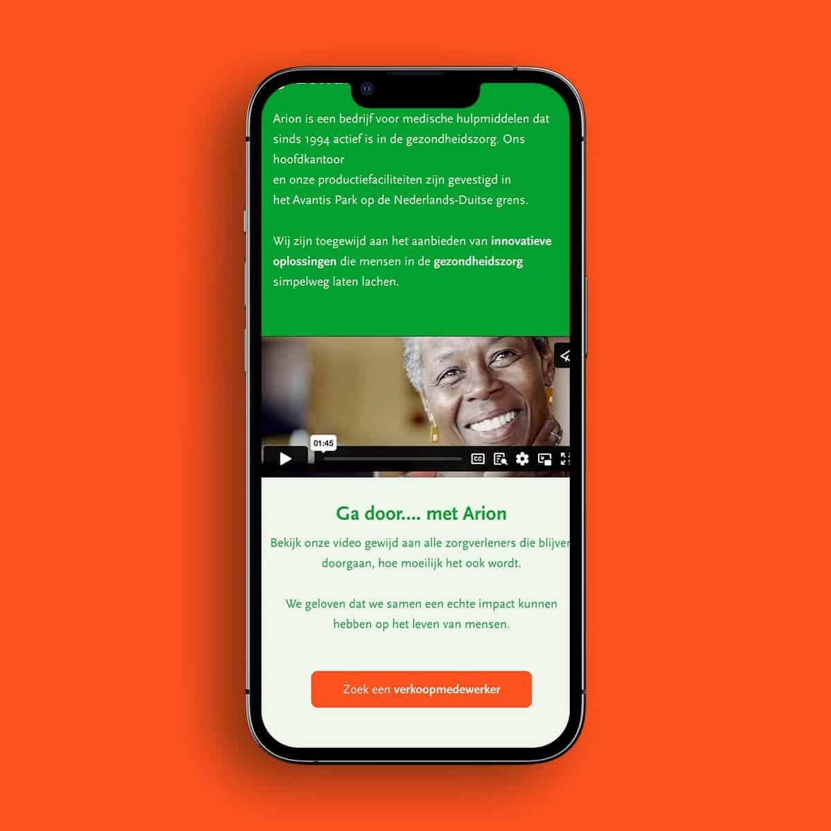 Arion Group — productoverzicht op mobiel
