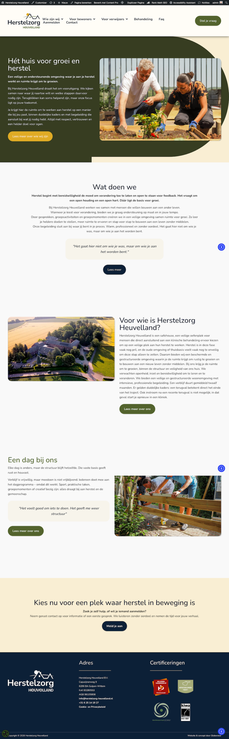 De volledige website van Herstelzorg Heuvelland