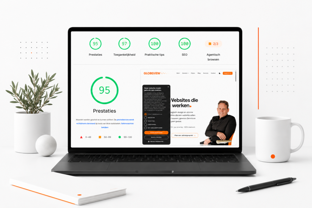 Trage WordPress website? En hoe maak ik die sneller? 1 Hoge PageSpeed-scores van een snelle website gebouwd door Globeview